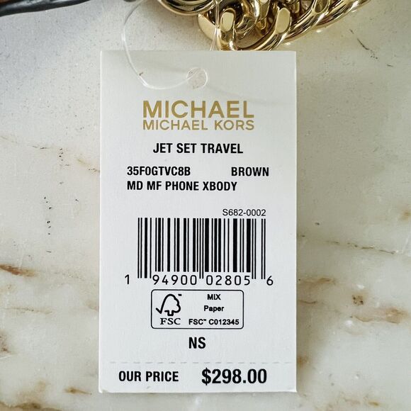 MICHAEL KORS Jet Set Travel Brown Multi Leather Phone Crossbody Bag - Picture 10 of 10